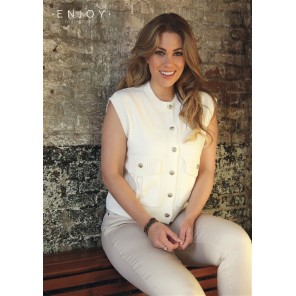 Enjoy gebreid Gilet met zakken 507453 Ecru